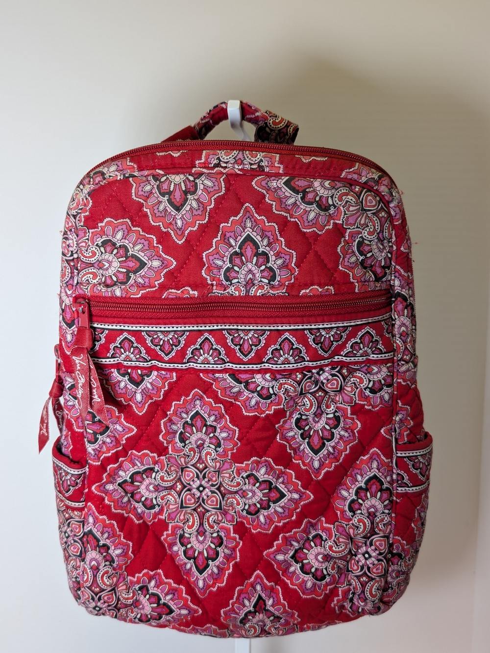 Vera Bradley Quilted Cotton Backpack - Frankly Scarlet Paisley Daypack